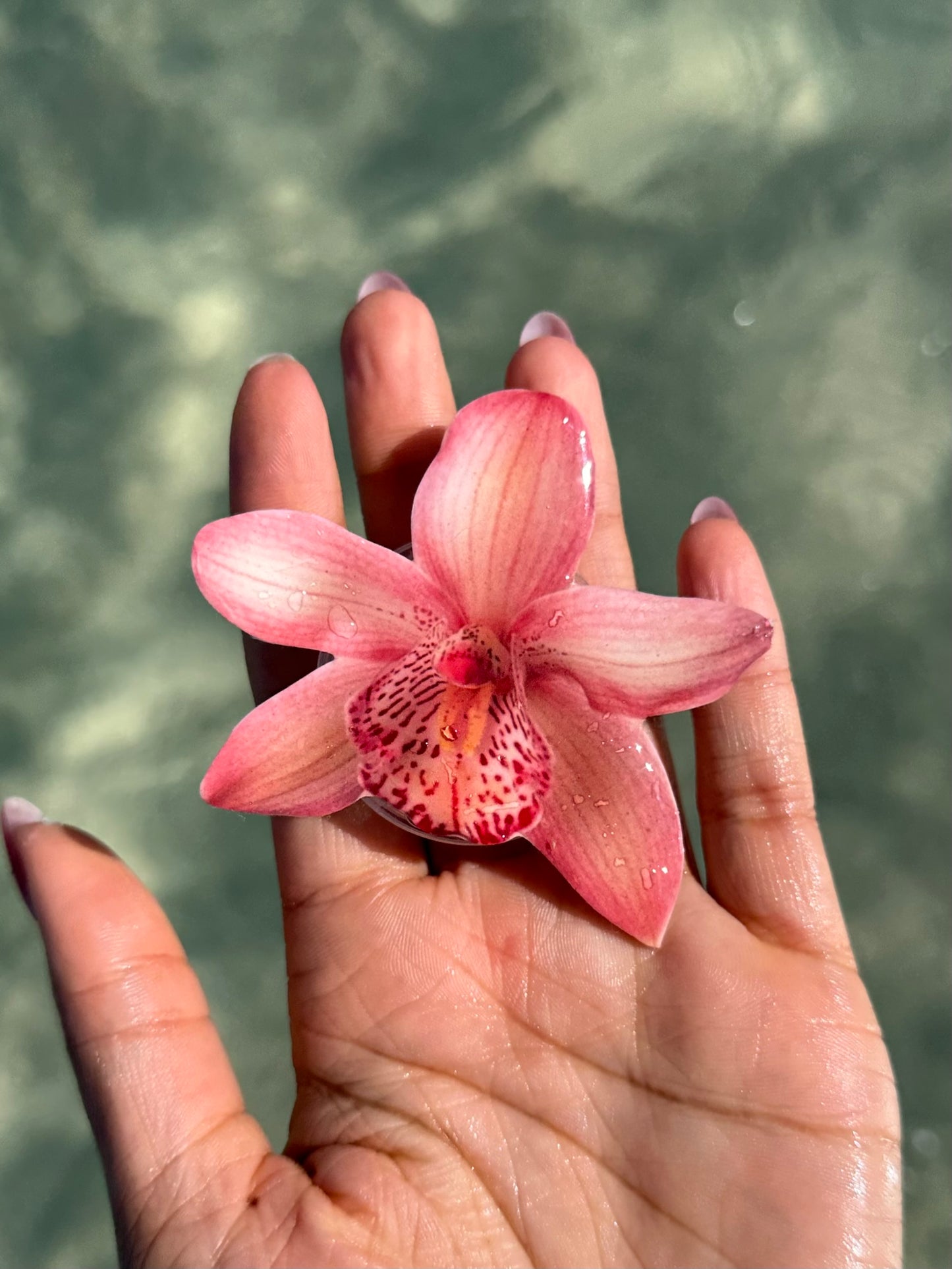 Pink petal sticky phone grip